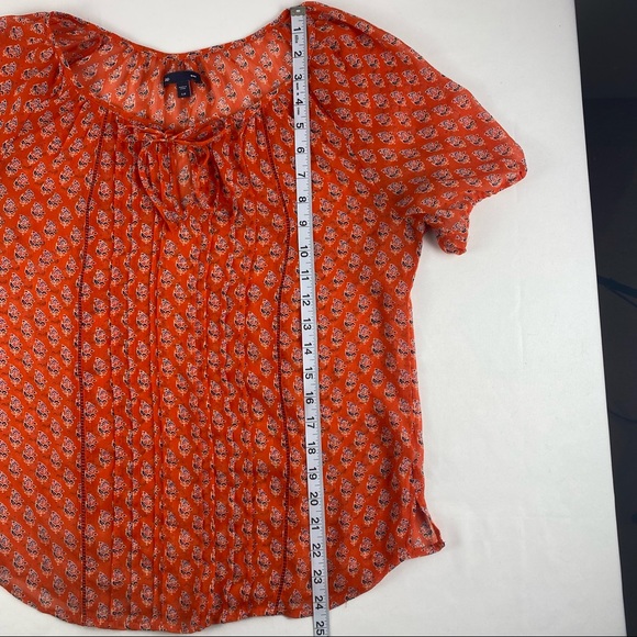 Gap Orange Peasant Blouse with Tie Size Small - Picture 9 of 9